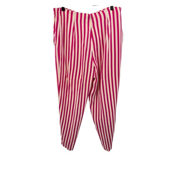 Henri Bendel Classics‎ Women's Pink White 100% Silk Striped Pants Size 16/XL - Picture 2 of 6